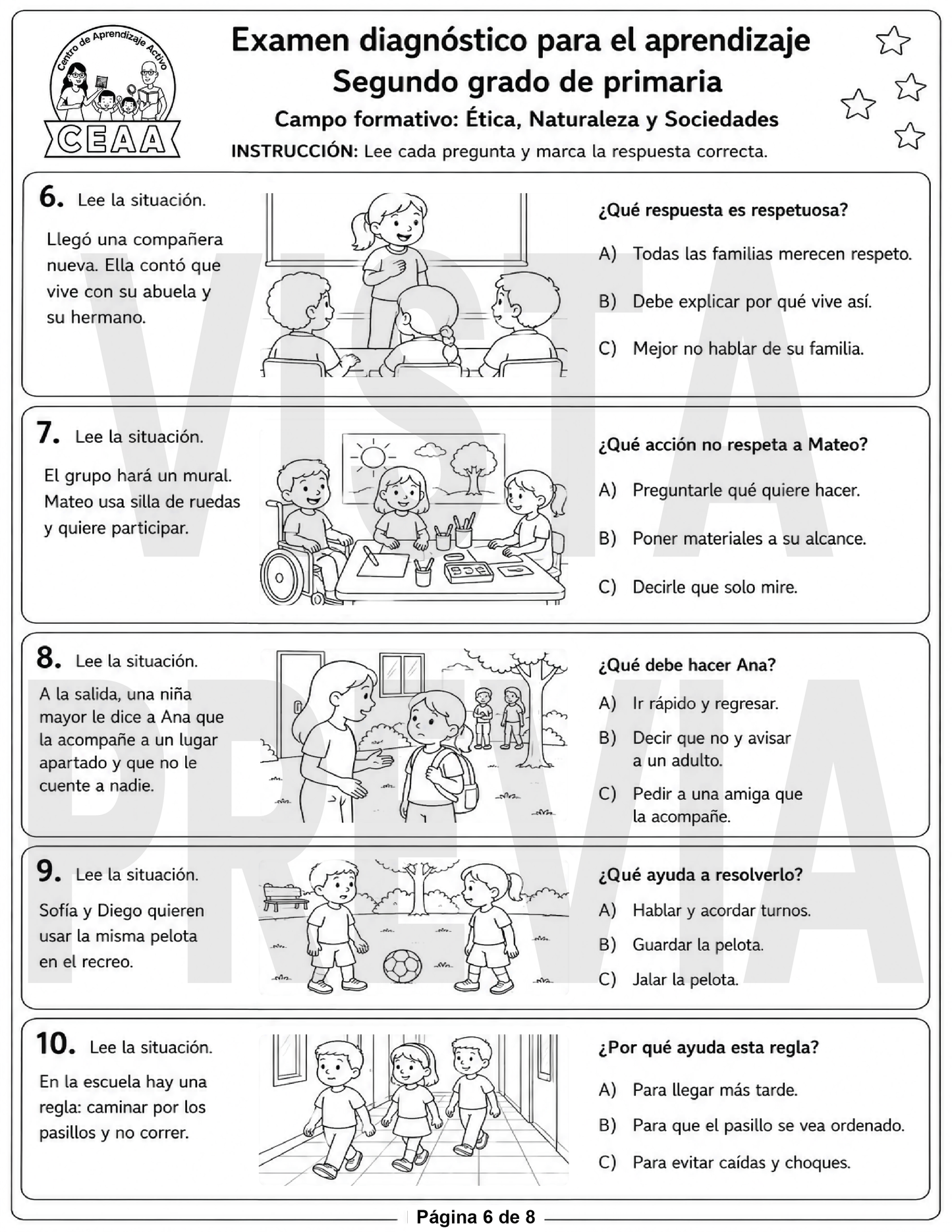 Examen Diagnóstico 2° Grado de Primaria en PDF