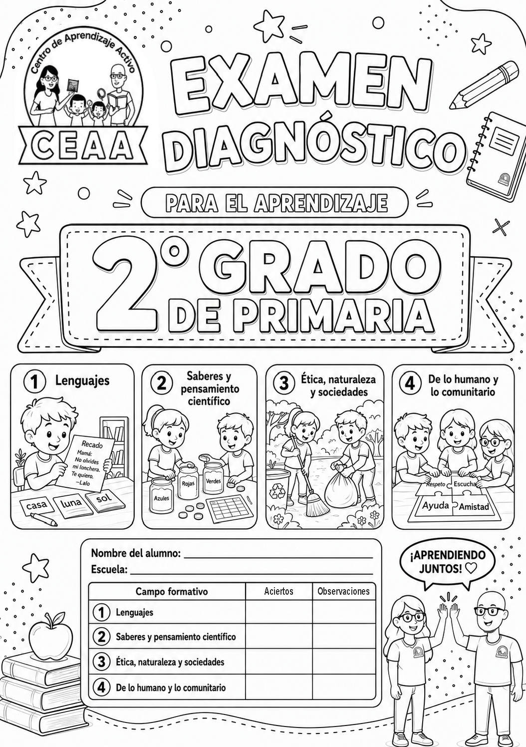 Examen Diagnóstico 2° Grado de Primaria en PDF