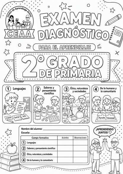 Examen Diagnóstico 2° Grado de Primaria en PDF