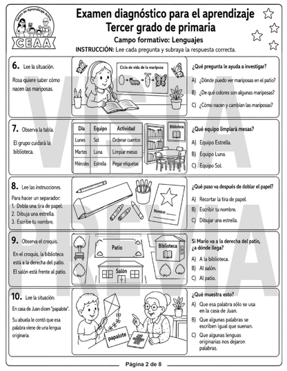 Examen Diagnóstico 3° Grado de Primaria