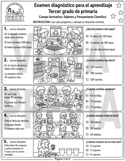 Examen Diagnóstico 3° Grado de Primaria