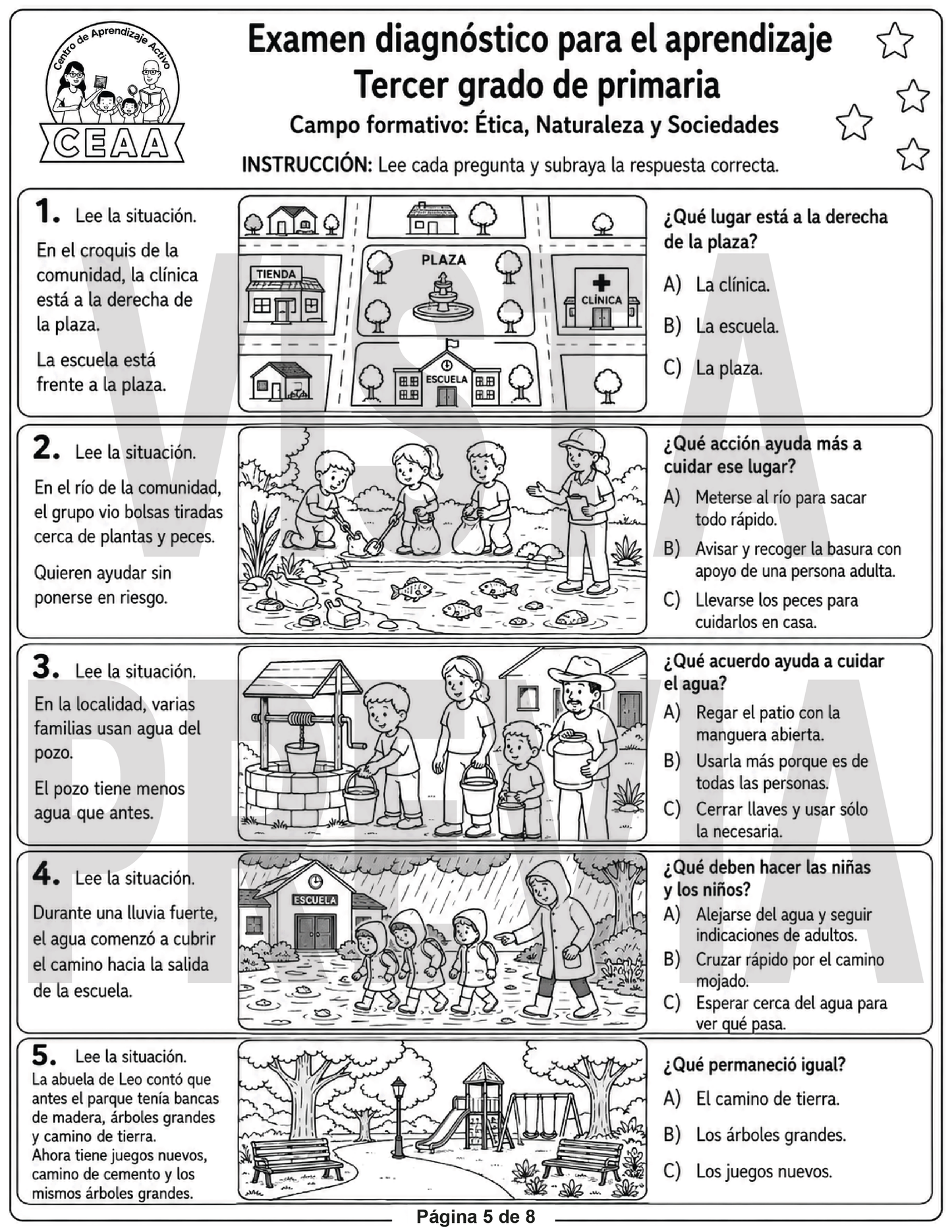 Examen Diagnóstico 3° Grado de Primaria