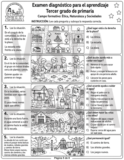 Examen Diagnóstico 3° Grado de Primaria