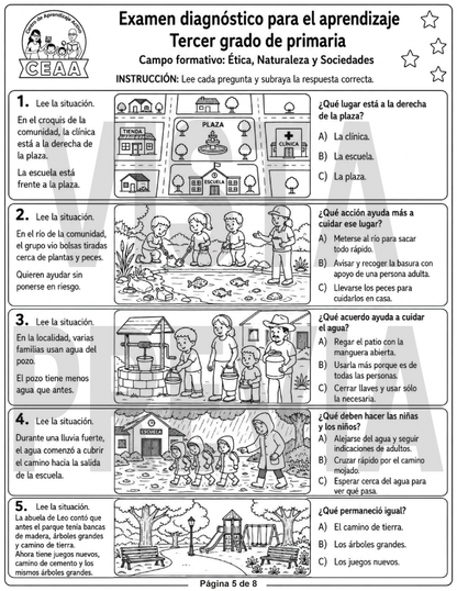 Examen Diagnóstico 3° Grado de Primaria en PDF