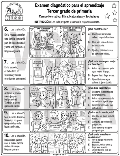 Examen Diagnóstico 3° Grado de Primaria