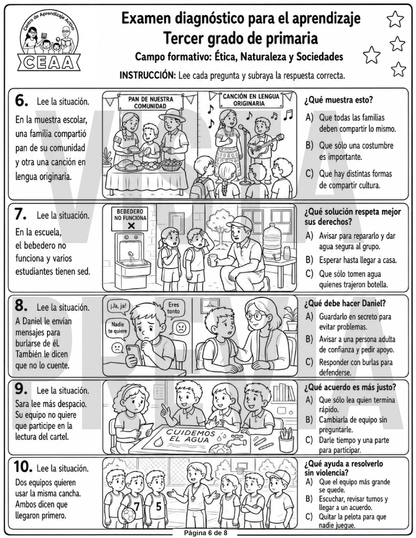 Examen Diagnóstico 3° Grado de Primaria en PDF