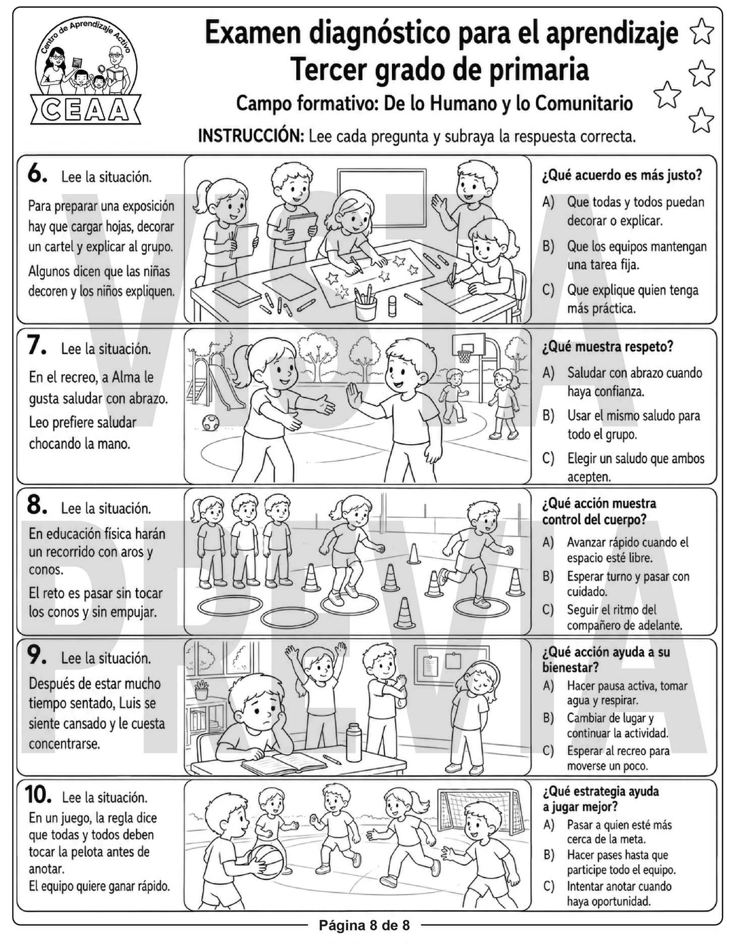 Examen Diagnóstico 3° Grado de Primaria