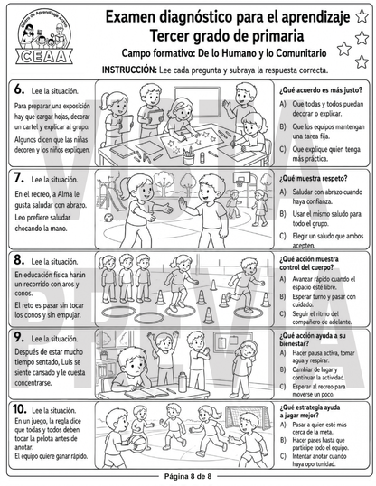 Examen Diagnóstico 3° Grado de Primaria en PDF
