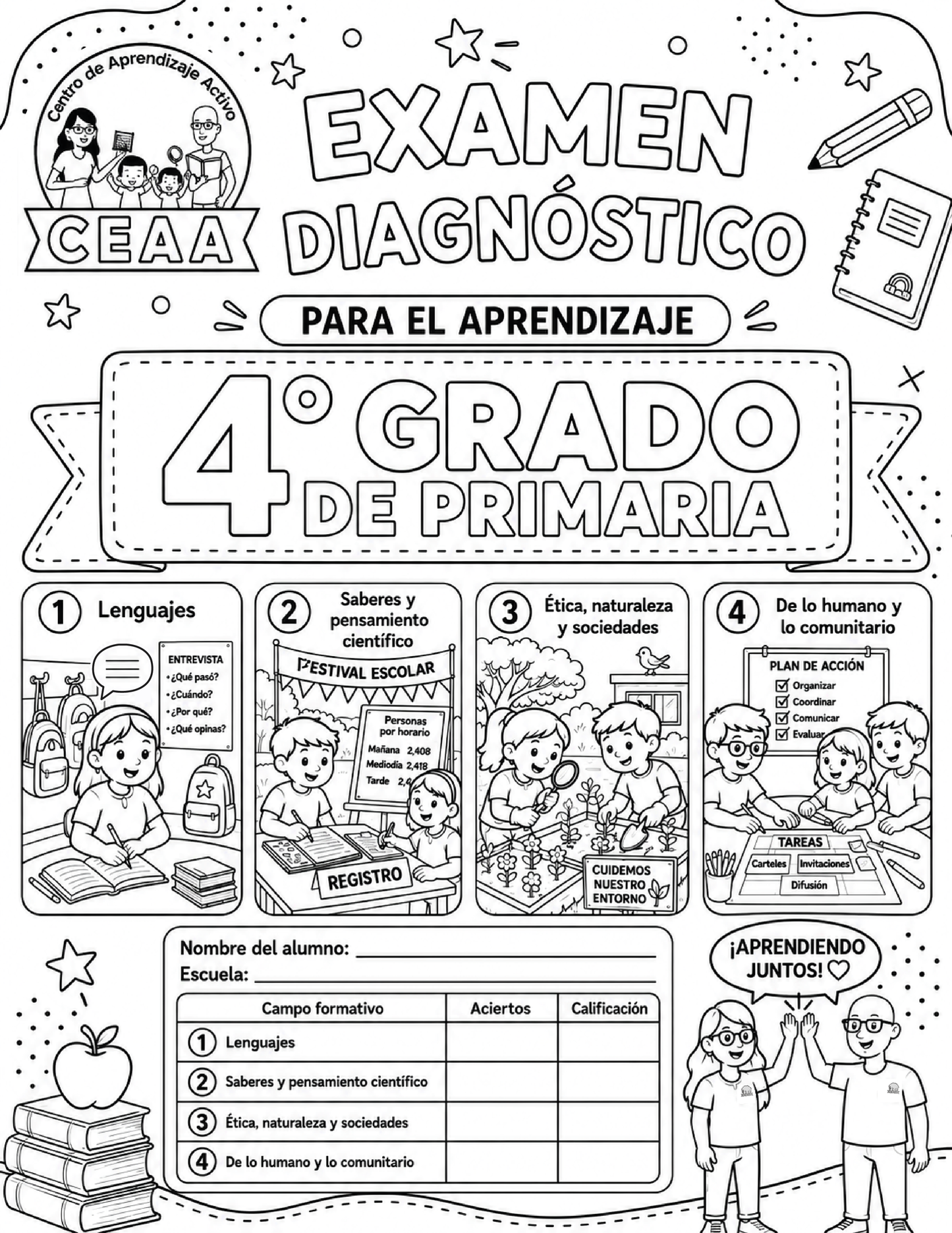Examen Diagnóstico 4° Grado de Primaria en PDF