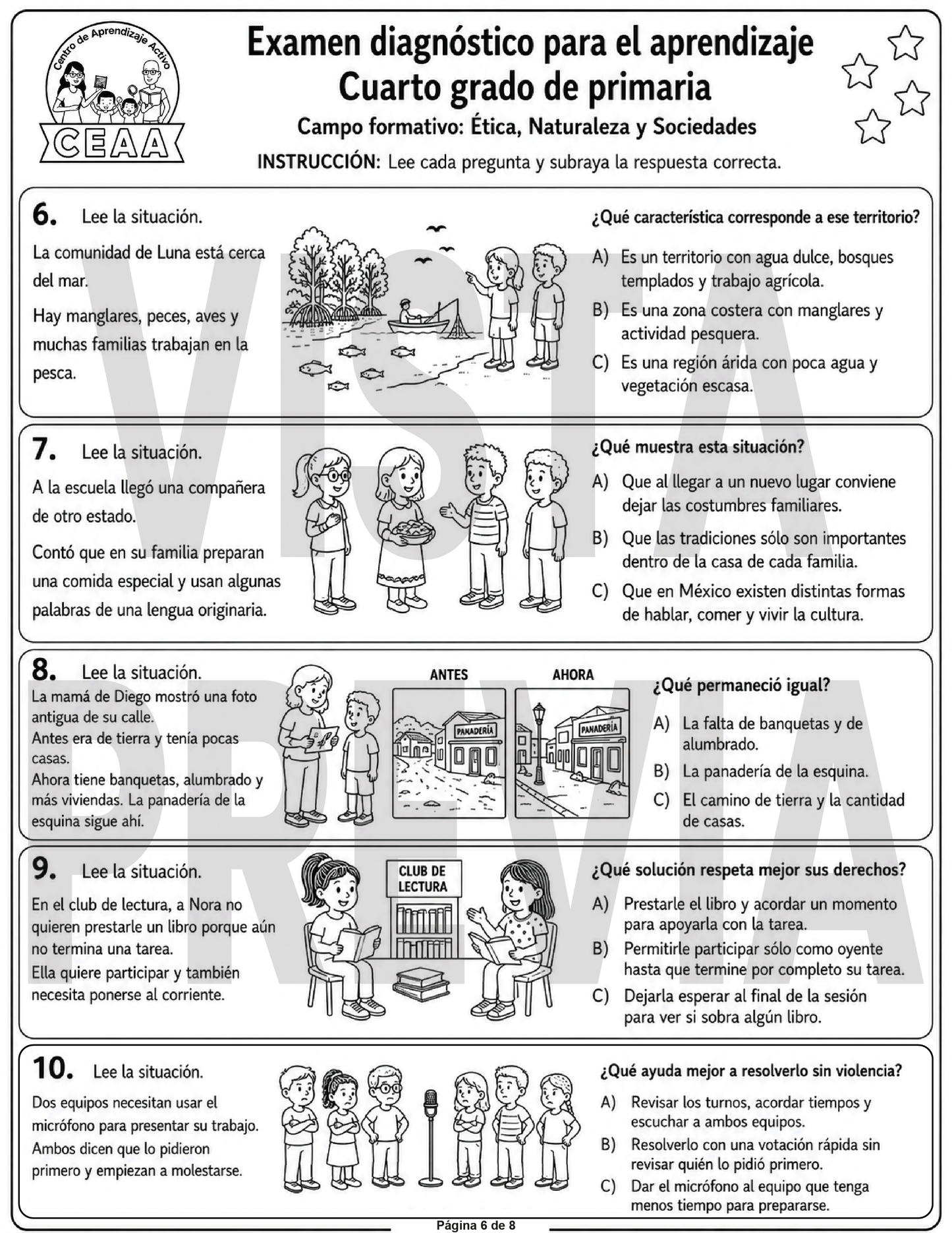 Examen Diagnóstico 4° Grado de Primaria