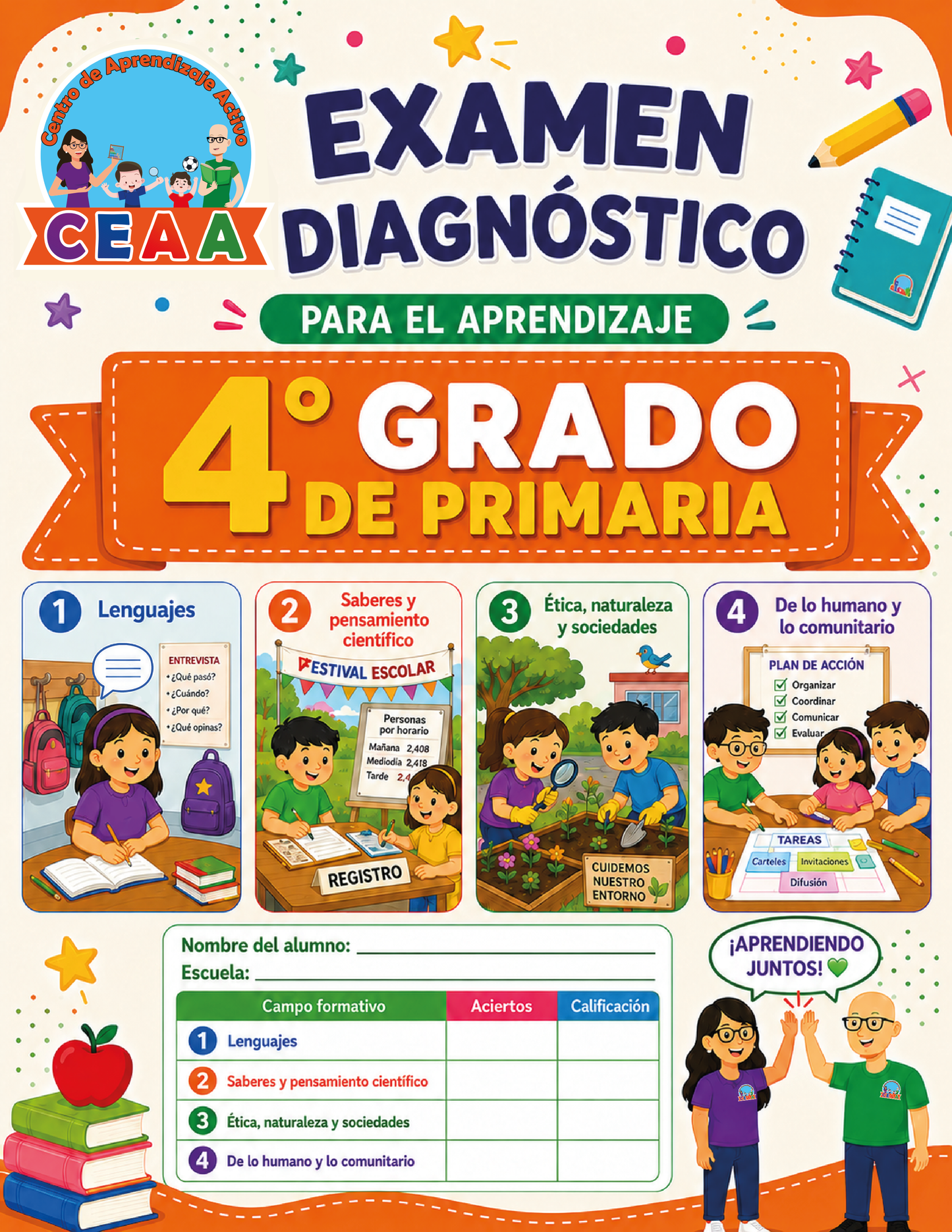 Examen Diagnóstico 4° Grado de Primaria en PDF
