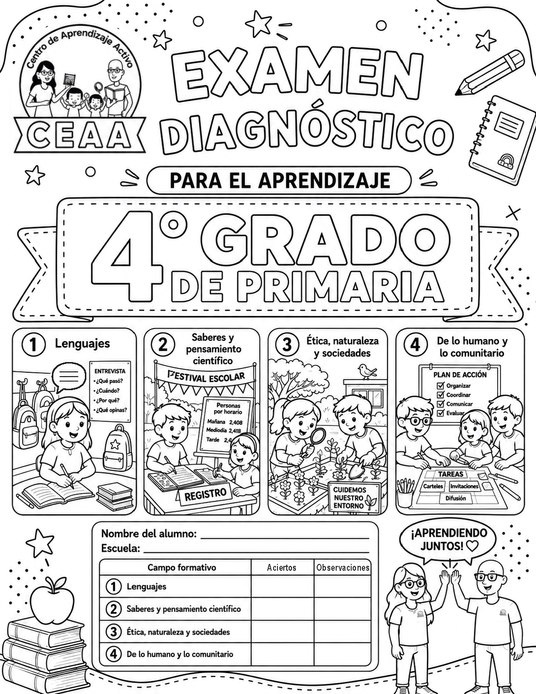 Examen Diagnóstico 4° Grado de Primaria en PDF