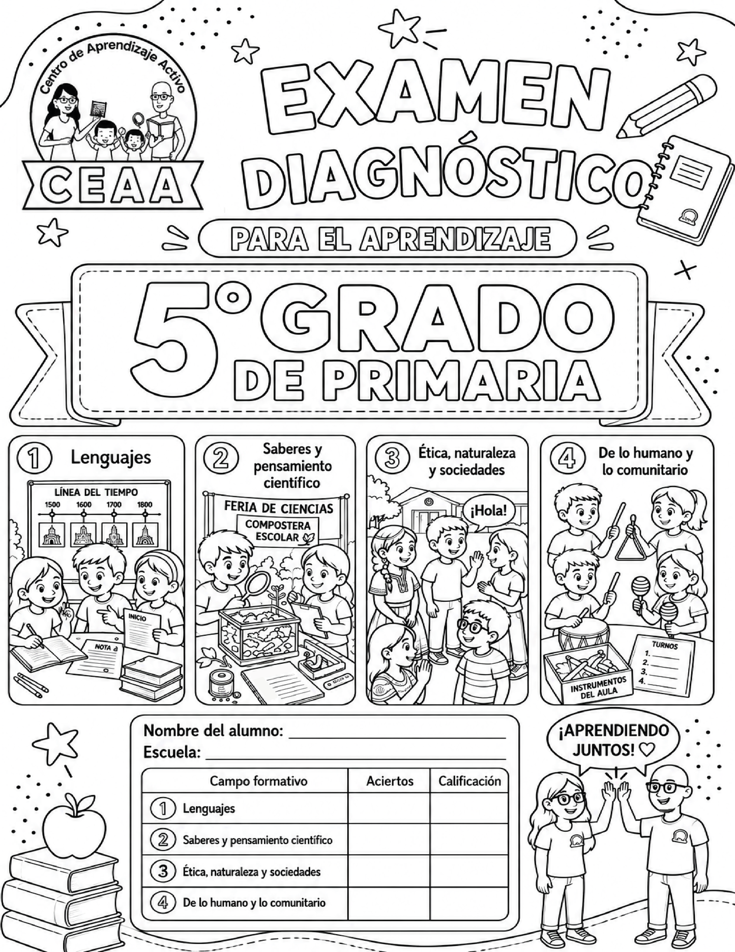 Examen Diagnóstico 5° Grado de Primaria en PDF