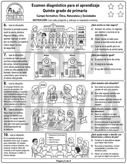 Examen Diagnóstico 5° Grado de Primaria en PDF