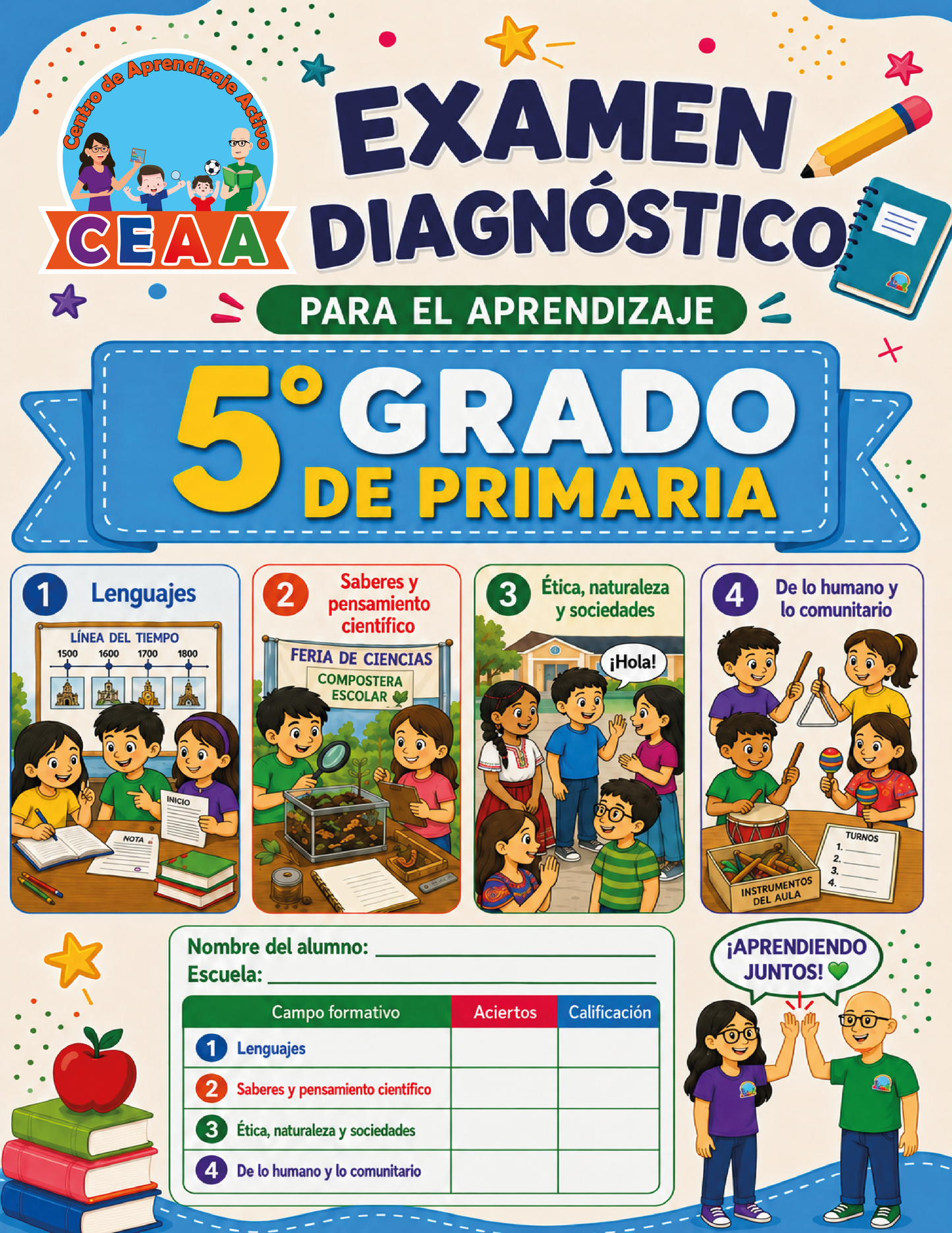 Examen Diagnóstico 5° Grado de Primaria en PDF