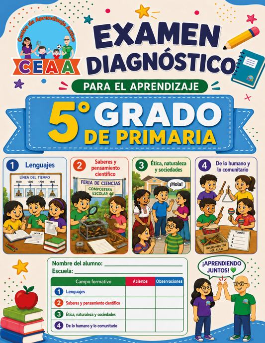 Examen Diagnóstico 5° Grado de Primaria en PDF