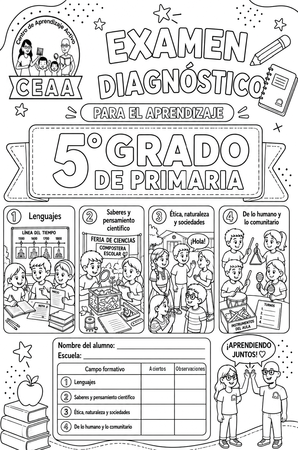 Examen Diagnóstico 5° Grado de Primaria en PDF