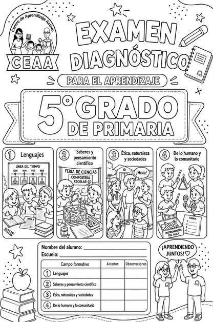 Examen Diagnóstico 5° Grado de Primaria en PDF