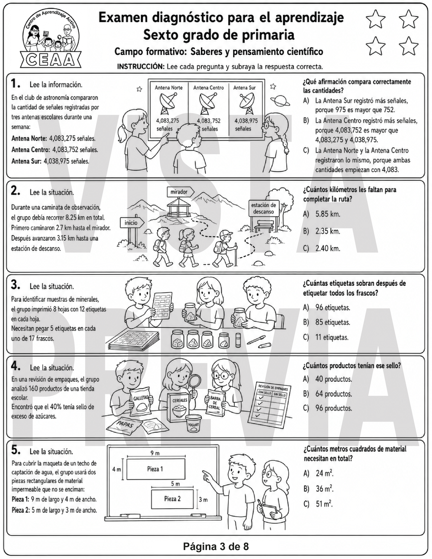 Examen Diagnóstico 6° Grado de Primaria