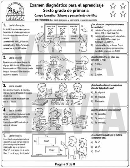 Examen Diagnóstico 6° Grado de Primaria