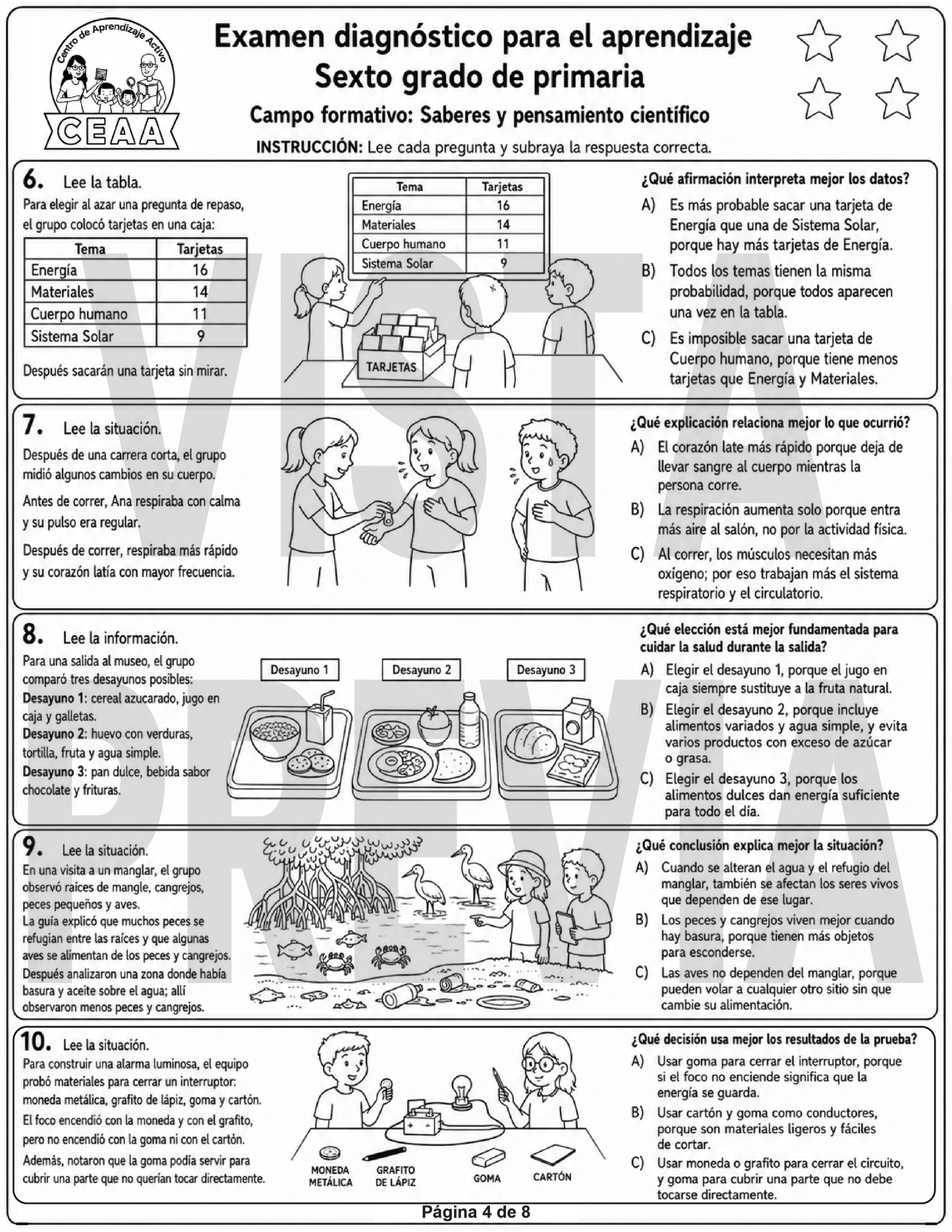 Examen Diagnóstico 6° Grado de Primaria