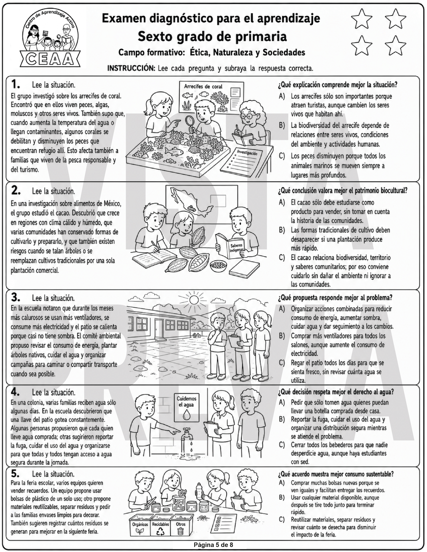 Examen Diagnóstico 6° Grado de Primaria