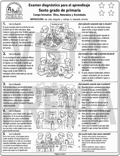 Examen Diagnóstico 6° Grado de Primaria