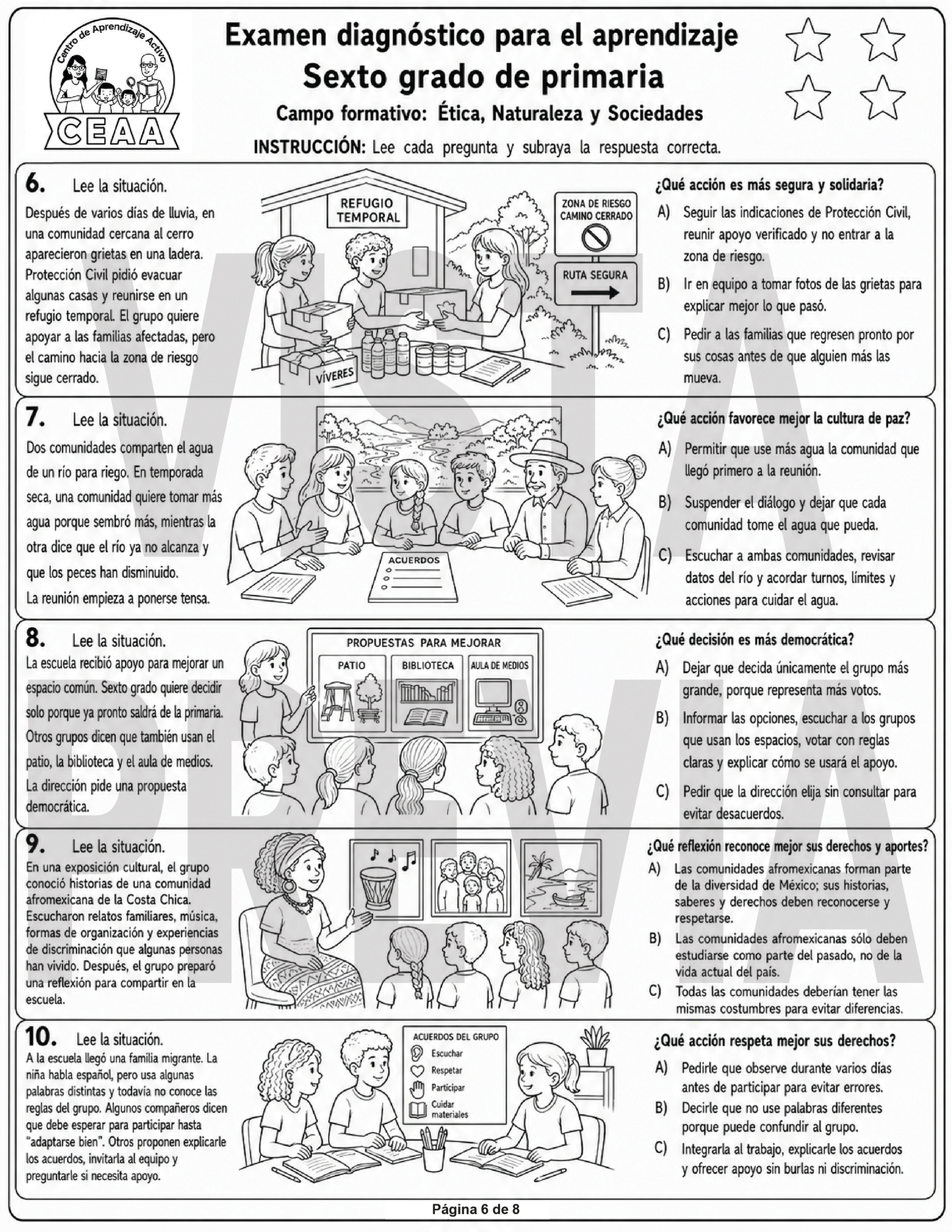 Examen Diagnóstico 6° Grado de Primaria