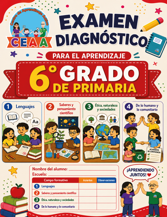 Examen Diagnóstico 6° Grado de Primaria en PDF