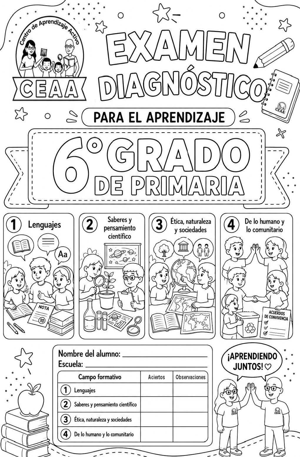 Examen Diagnóstico 6° Grado de Primaria en PDF