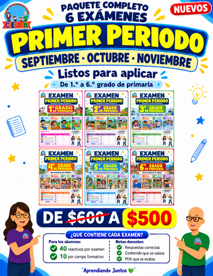 Paquete Completo 6 Exámenes Primer Periodo (Sep, Oct, Nov)