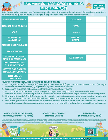 FORMATO SALIDA ANTICIPADA DE LOS ESTUDIANTES en PDF