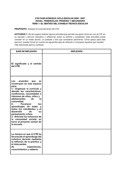 Formato de Producto CTE Fase Intensiva Tema 1 y 2 Editable en Word