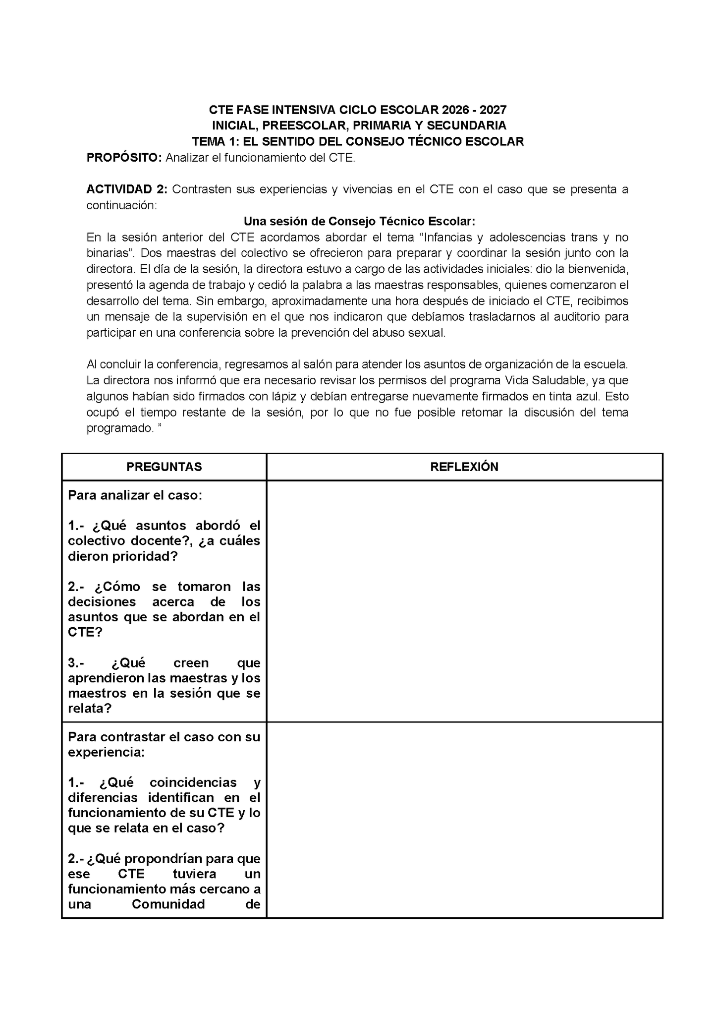 Formato de Producto CTE Fase Intensiva Tema 1 y 2 Editable en Word