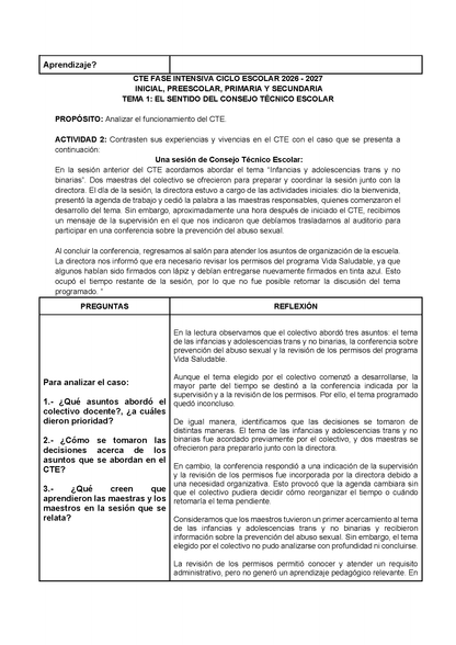 Formato de Producto CTE Fase Intensiva Tema 1 y 2 Editable en Word