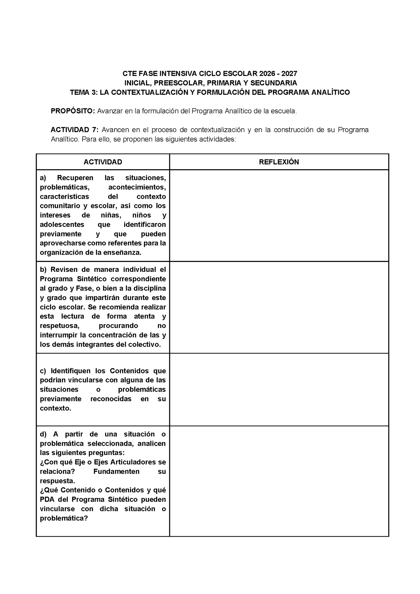 Formato de Producto CTE Fase Intensiva Tema 3 y 4 Editable en Word