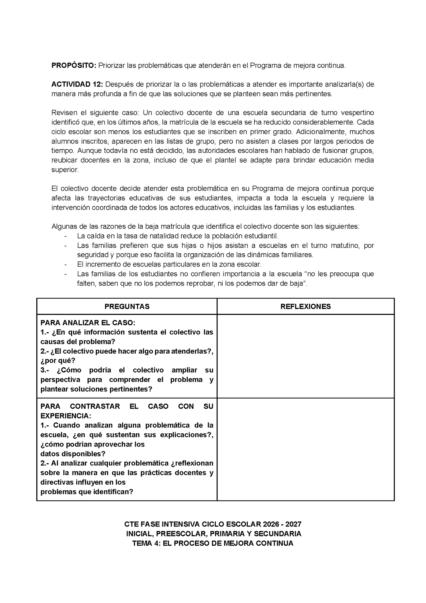 Formato de Producto CTE Fase Intensiva Tema 3 y 4 Editable en Word