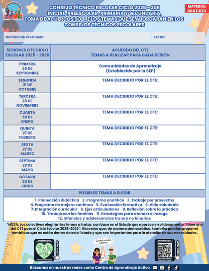 FORMATO TEMAS A ELEGIR EN LAS SIGUIENTES SESIONES DE CTE CICLO ESCOLAR 2025 - 2026