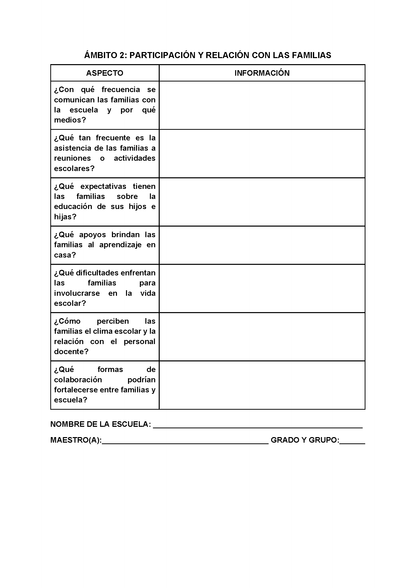 Formato para Realizar la Lectura de la Realidad Escolar para Directores (Editable en Word)