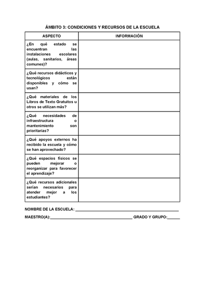 Formato para Realizar la Lectura de la Realidad Escolar para Directores (Editable en Word)