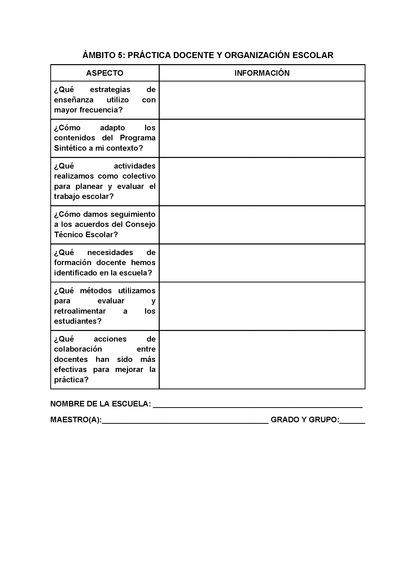 Formato para Realizar la Lectura de la Realidad Escolar para Directores (Editable en Word)