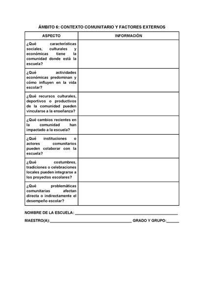 Formato para Realizar la Lectura de la Realidad Escolar para Directores (Editable en Word)