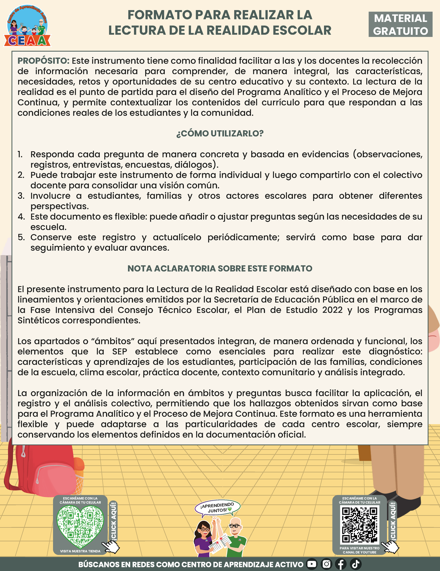 Formato para Realizar la Lectura de la Realidad Escolar para Directores en PDF