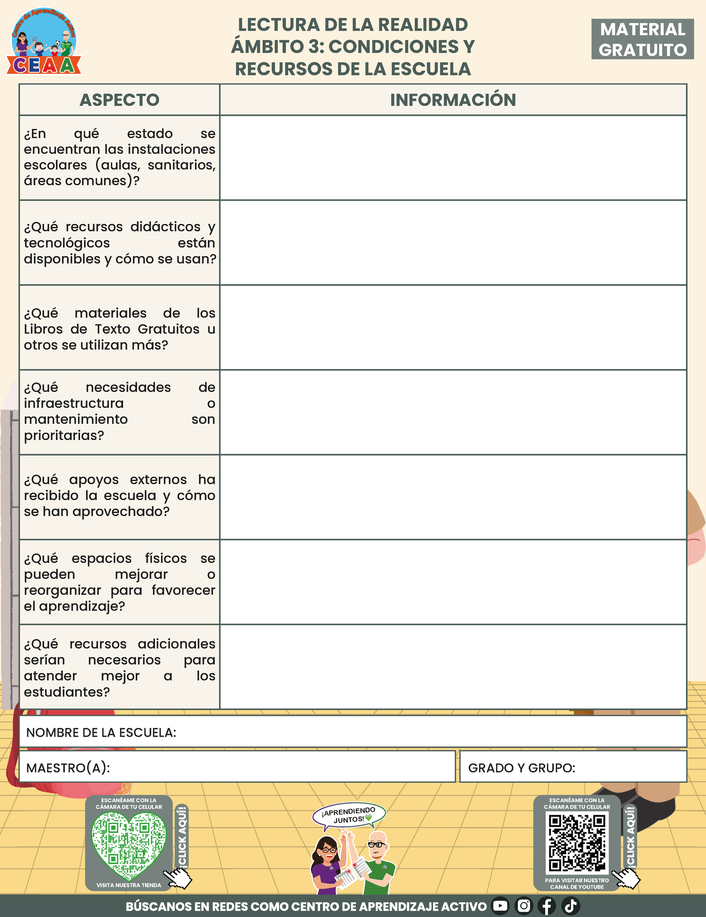 Formato para Realizar la Lectura de la Realidad Escolar para Directores en PDF