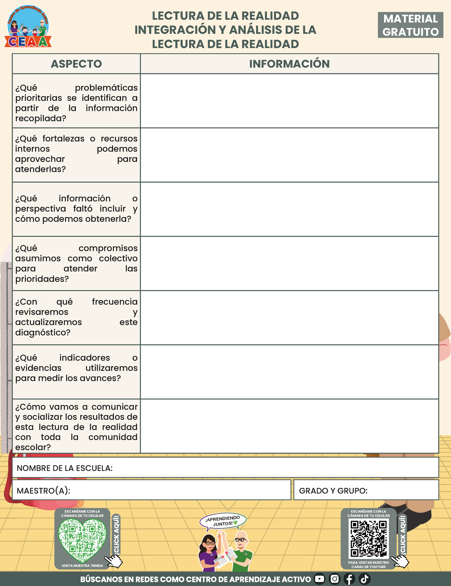 Formato para Realizar la Lectura de la Realidad Escolar para Directores en PDF