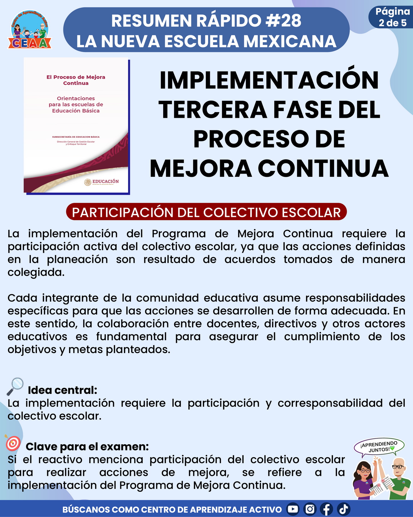 Resumen Rápido #28: IMPLEMENTACIÓN TERCERA FASE DEL PROCESO DE MEJORA CONTINUA