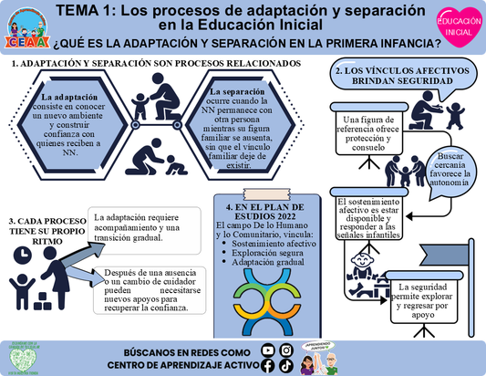 🩷 Infografía CTE Educación Inicial Tema 1 - ¿QUÉ ES LA ADAPTACIÓN Y SEPARACIÓN EN LA PRIMERA INFANCIA? Editable en PowerPoint