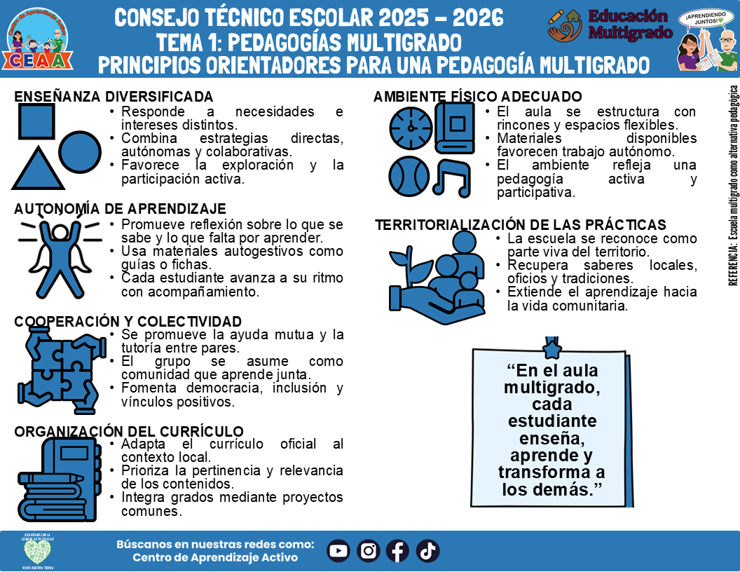Infografía Multigrado: TEMA 1: PEDAGOGÍAS MULTIGRADO MULTIGRADO: PRINCIPIOS ORIENTADORES PARA UNA PEDAGOGÍA MULTIGRADO (Editable en PowerPoint)