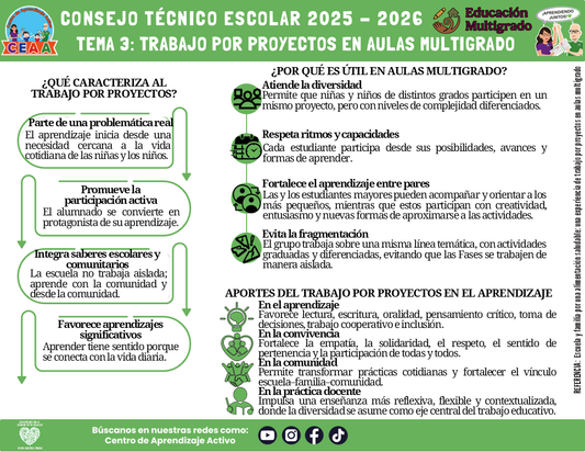 Infografía Multigrado: TEMA 3: TRABAJO POR PROYECTOS EN AULAS MULTIGRADO Editable en PowerPoint