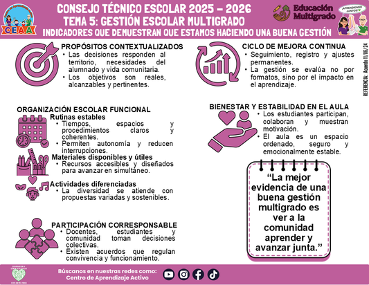 Infografía Multigrado: TEMA 5: GESTIÓN ESCOLAR MULTIGRAD: INDICADORES QUE DEMUESTRAN QUE ESTAMOS HACIENDO UNA BUENA GESTIÓN (Editable en PowerPoint)
